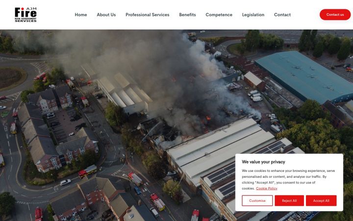 Screenshot of ajm-firerisk.co.uk