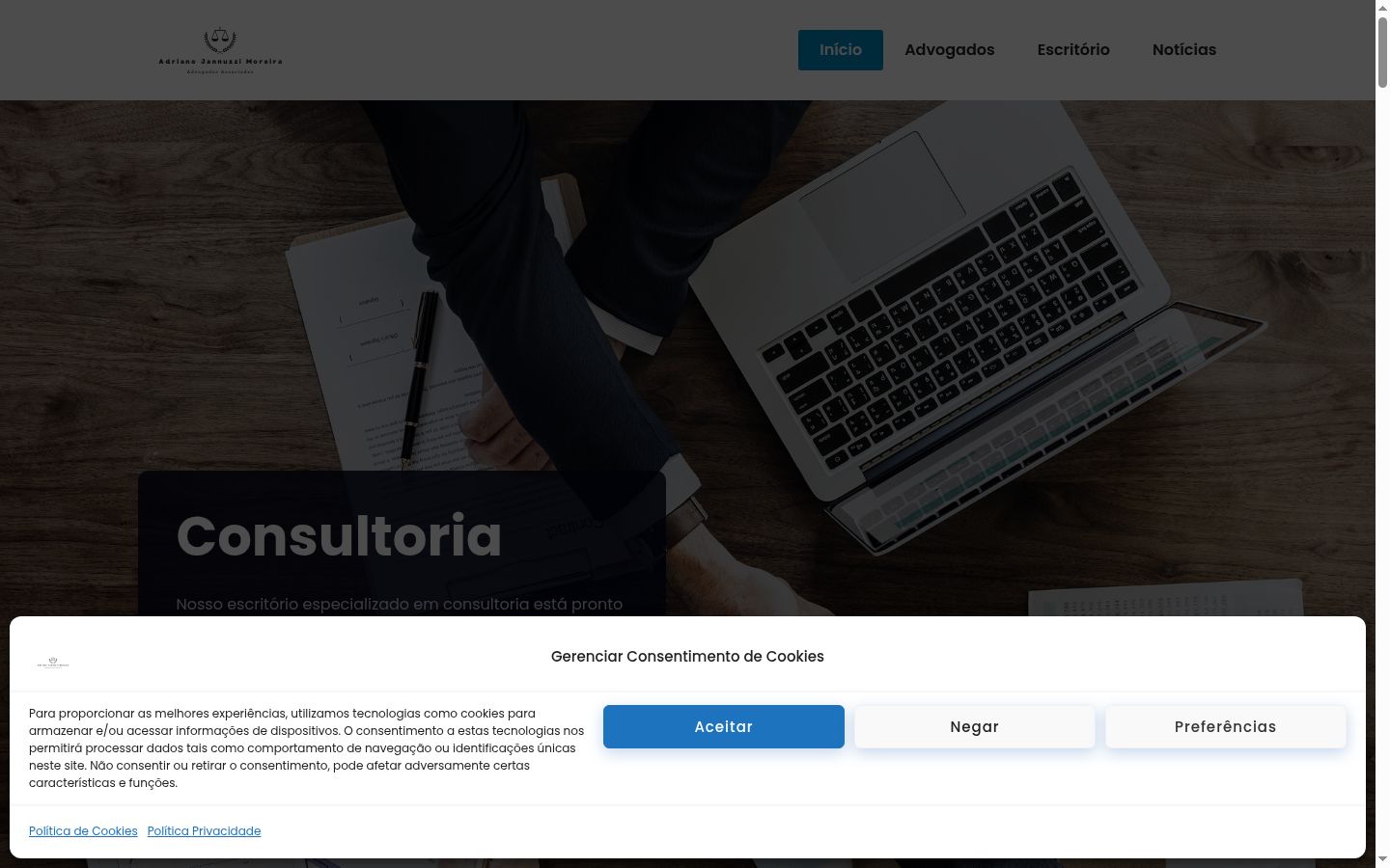 Captura de pantalla del banner de consentimiento mostrado antes de cualquier interacción