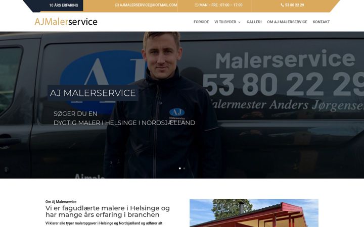 Screenshot of ajmalerservice.dk