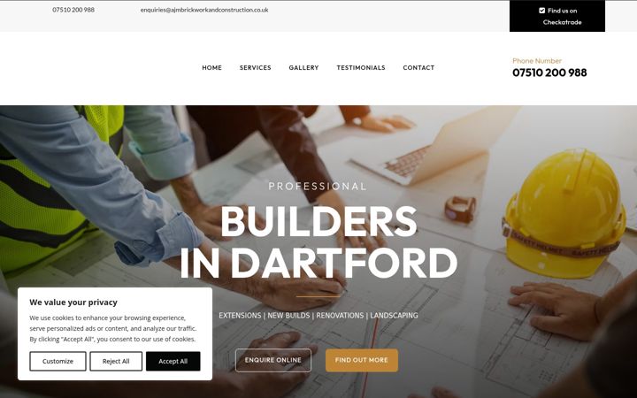 Screenshot of ajmbrickworkandconstruction.co.uk