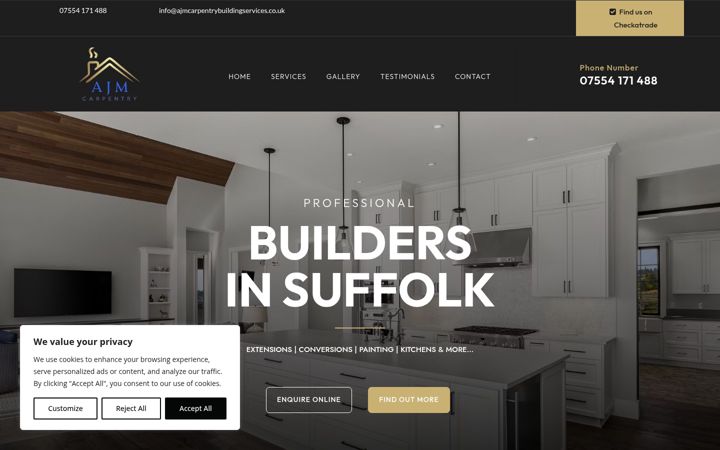 Екранна снимка на ajmcarpentrybuildingservices.co.uk