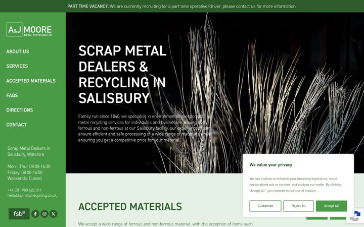 Screenshot of ajmetalrecycling.co.uk