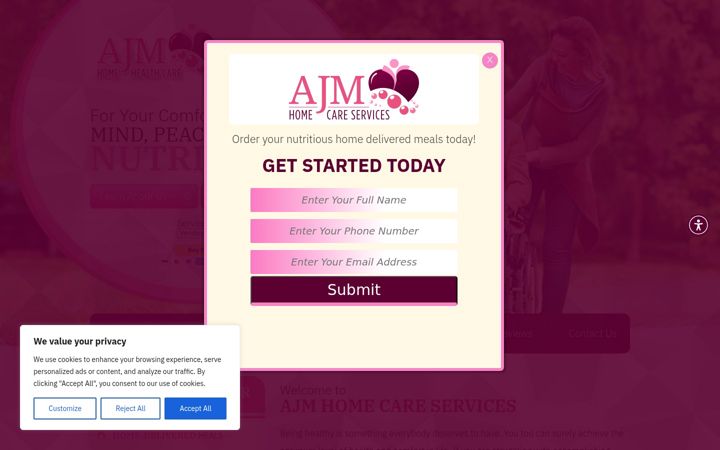 Screenshot of ajmhomecare.com