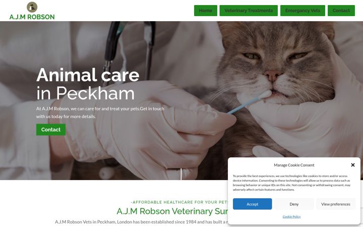 Screenshot of ajmrobsonvets.co.uk