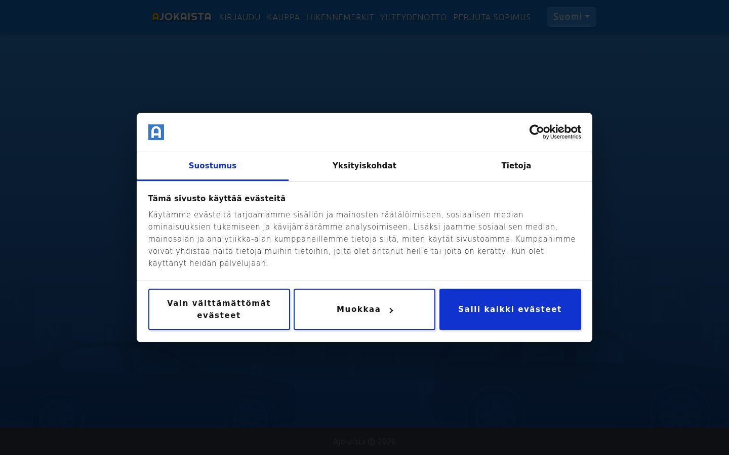 Screenshot del banner di consenso mostrato prima di qualsiasi interazione