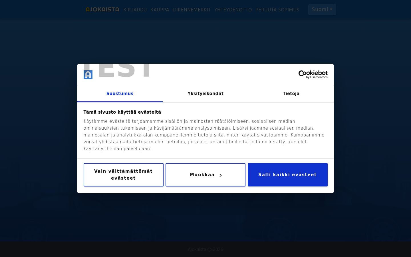 Képernyőkép a bármilyen interakció előtt megjelenő hozzájárulási bannerről