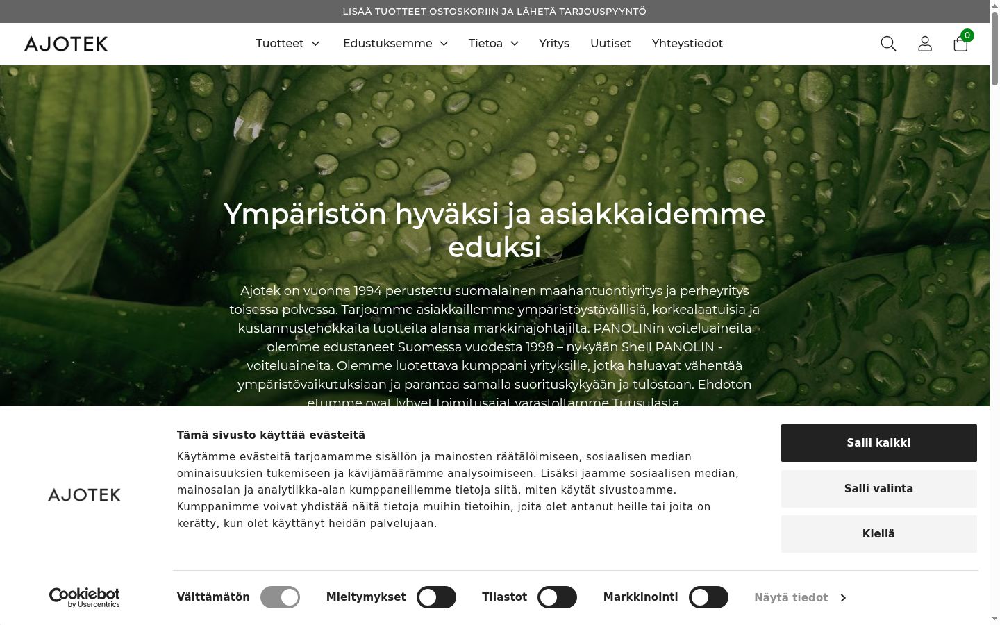 Ekrānuzņēmums ar piekrišanas baneri, kas tika rādīts pirms jebkādas mijiedarbības