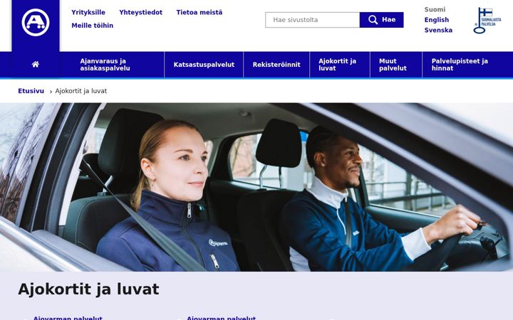 Screenshot of ajovarma.fi