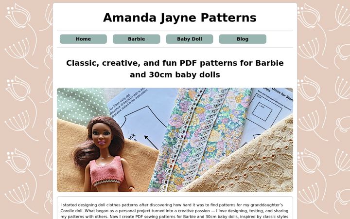 Screenshot of ajpatterns.com