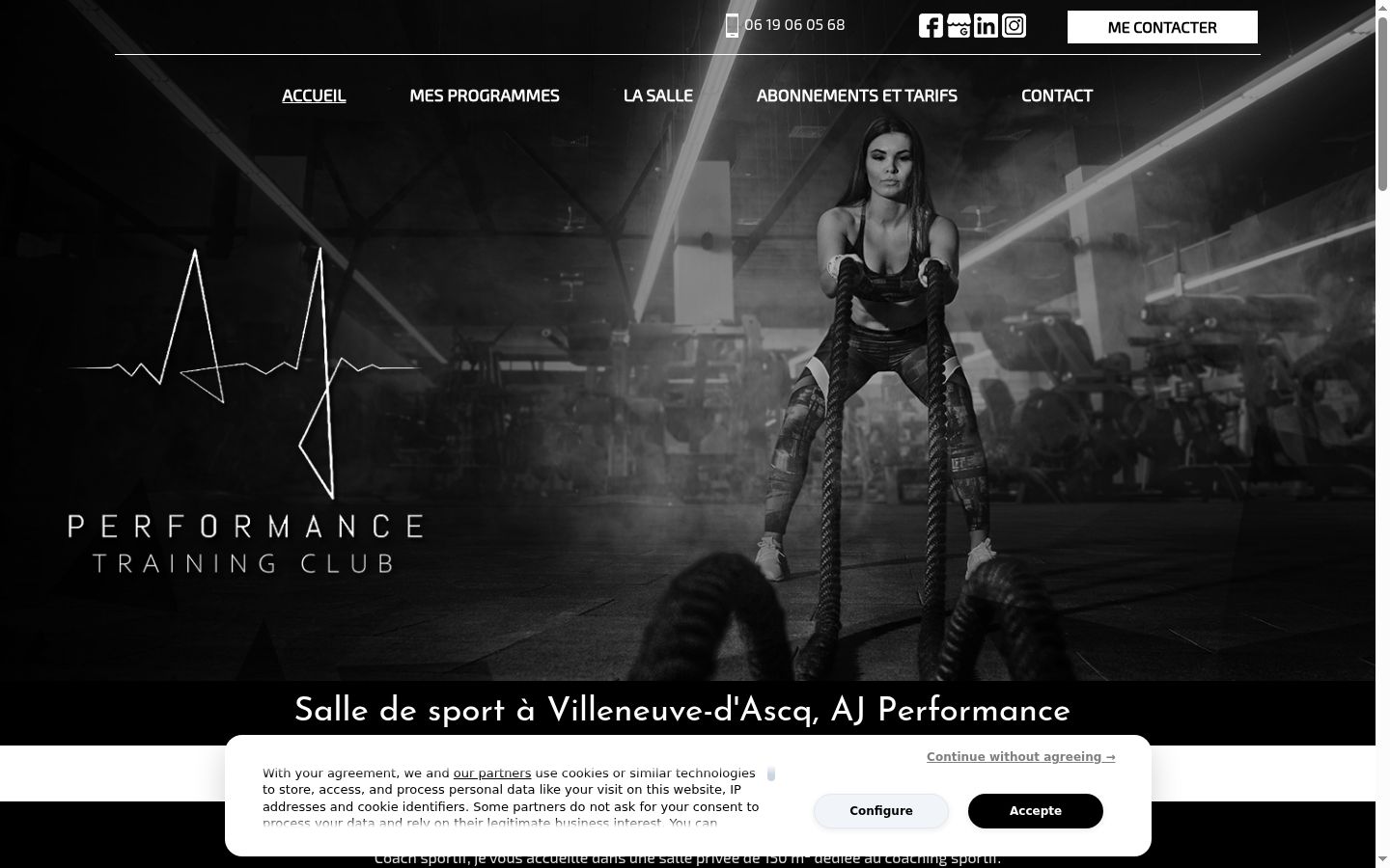 Screenshot del banner di consenso mostrato prima di qualsiasi interazione