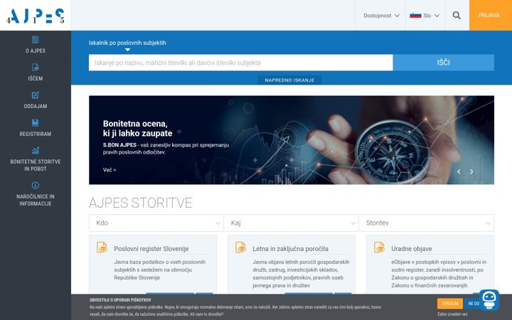 Screenshot of ajpes.si