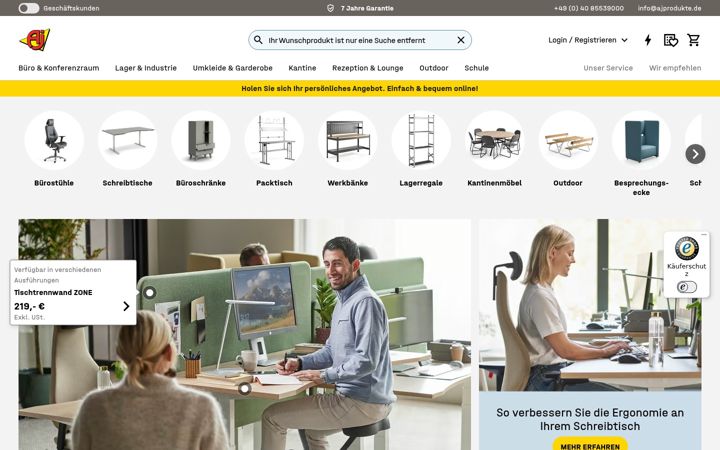Screenshot of ajprodukte.de