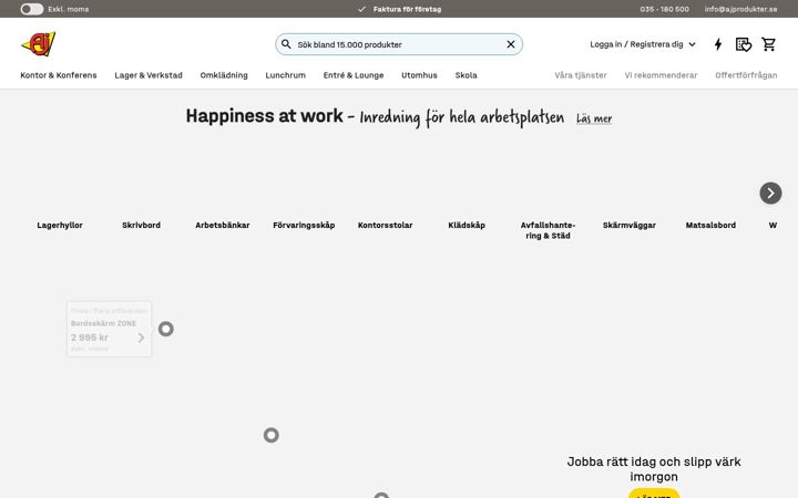 Snimka zaslona za ajprodukter.se