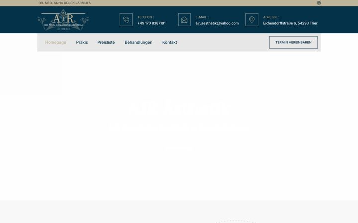 Screenshot of ajraesthetik.de