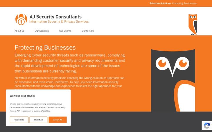 Screenshot of ajsecurityconsultants.co.uk