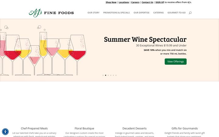 Screenshot of ajsfinefoods.com