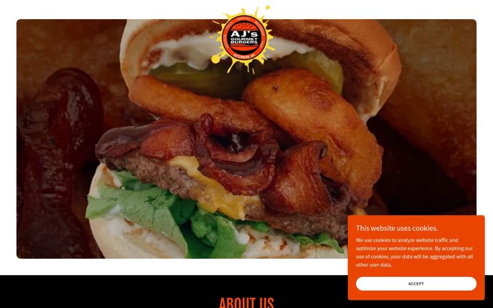 Screenshot of ajsgourmetburgers.com