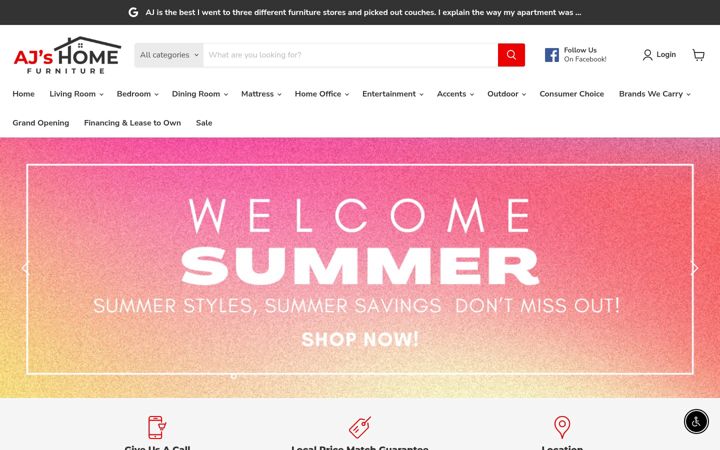 Screenshot of ajshomefurniture.com