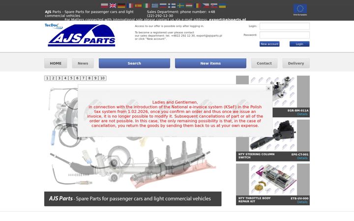 Screenshot of ajsparts.pl