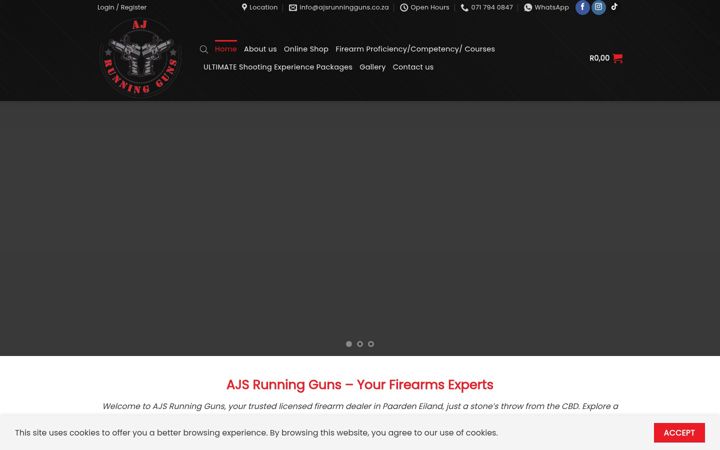 Screenshot of ajsrunningguns.co.za