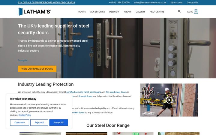 Skærmbillede af ajsteeldoors.co.uk