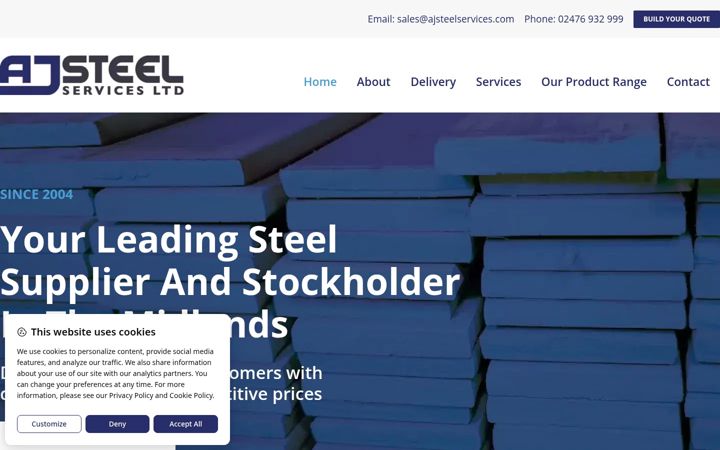 Snímek obrazovky ajsteelservices.com