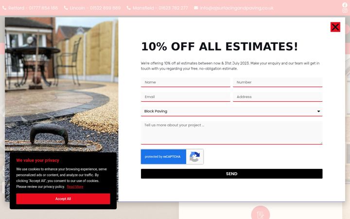 Screenshot of ajsurfacingandpaving.co.uk