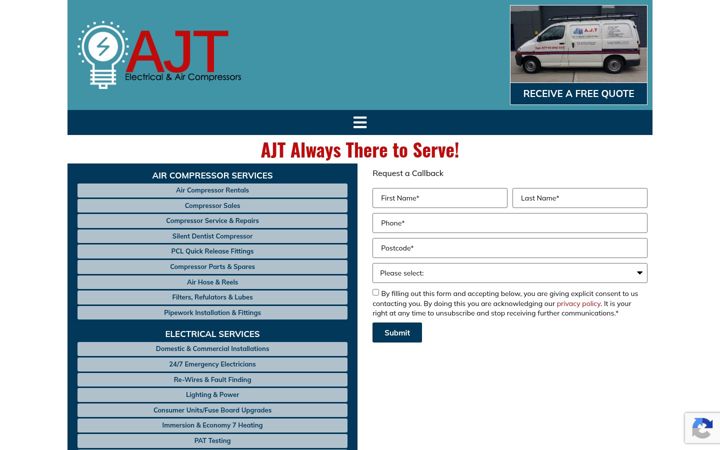 Screenshot of ajtelectrical.co.uk
