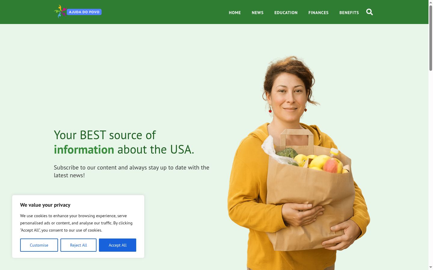 Screenshot del banner di consenso mostrato prima di qualsiasi interazione