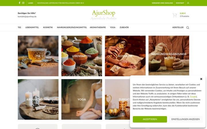 Posnetek zaslona ajurshop.de
