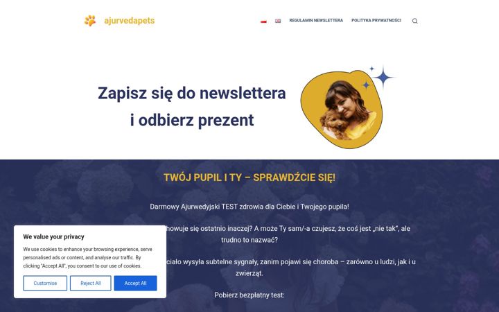 Posnetek zaslona ajurvedaforpets.pl