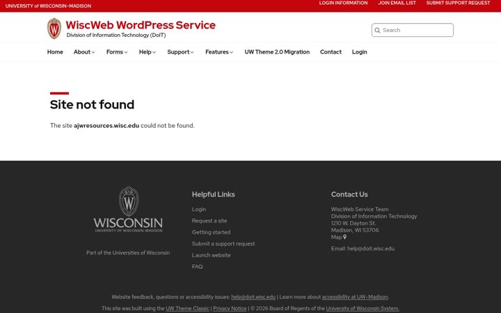 Screenshot of ajwresources.wisc.edu