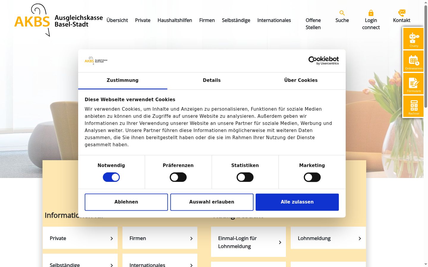 Posnetek zaslona pasice za privolitev, prikazane pred kakršno koli interakcijo
