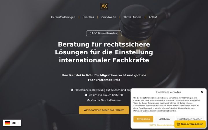 Екранна снимка на ak-legal.de