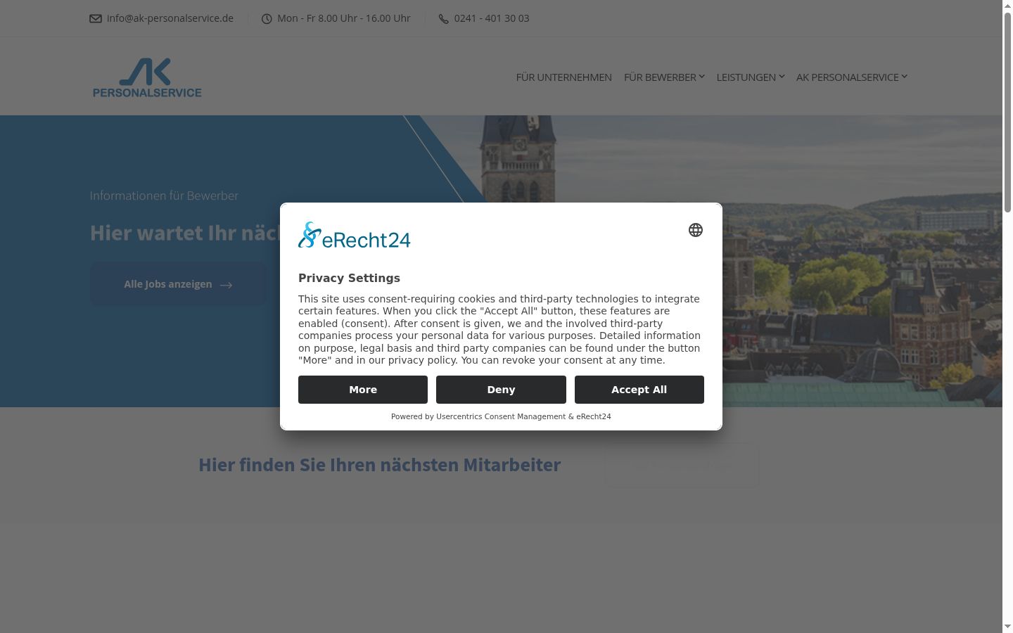 Screenshot of the consent banner shown before any interaction