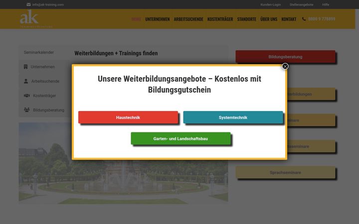 Screenshot of ak-training.com