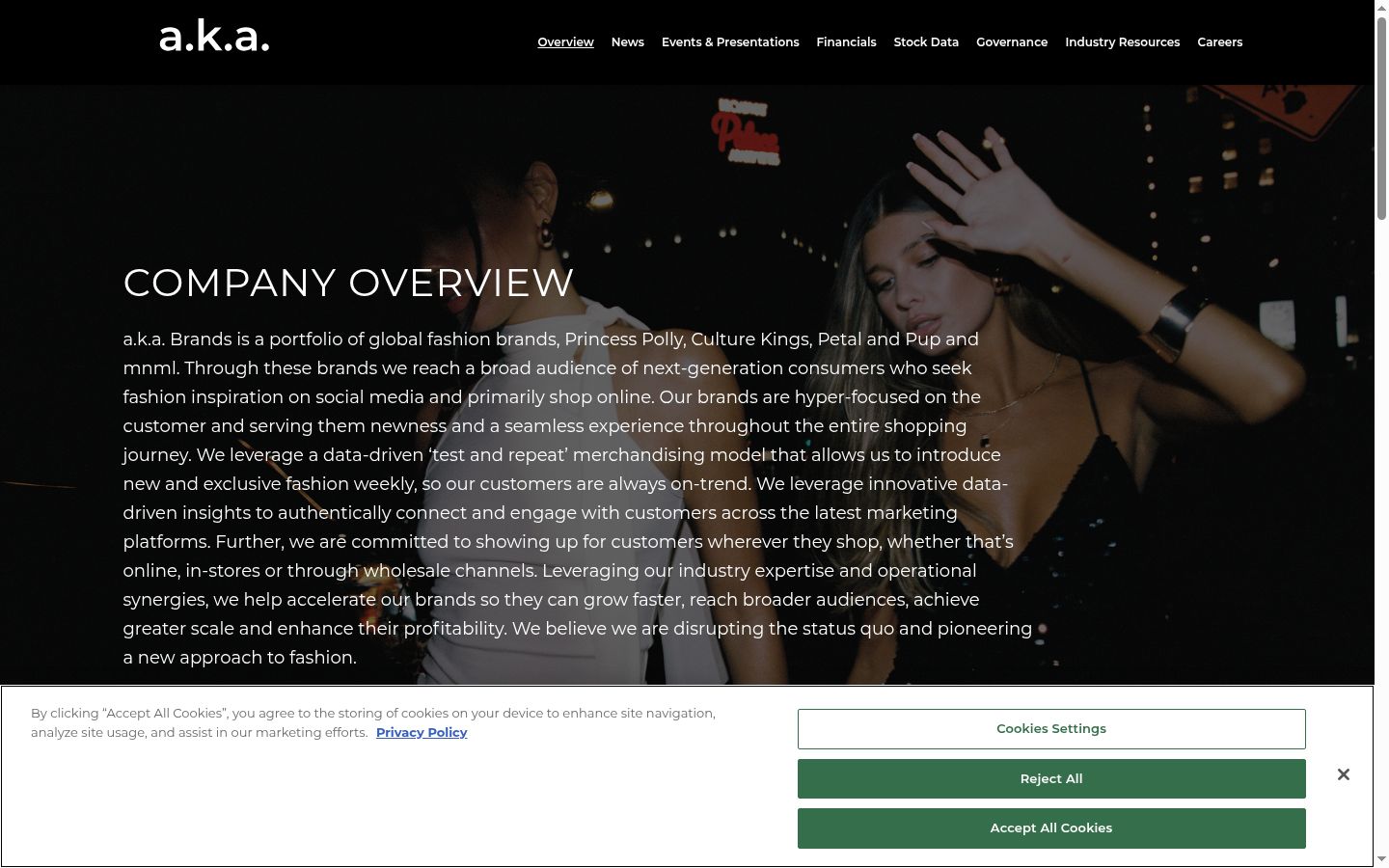 Screenshot of the consent banner shown before any interaction