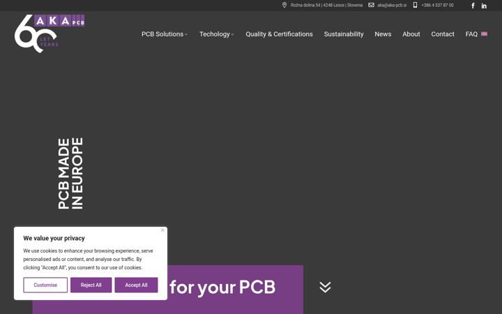 Screenshot of aka-pcb.si