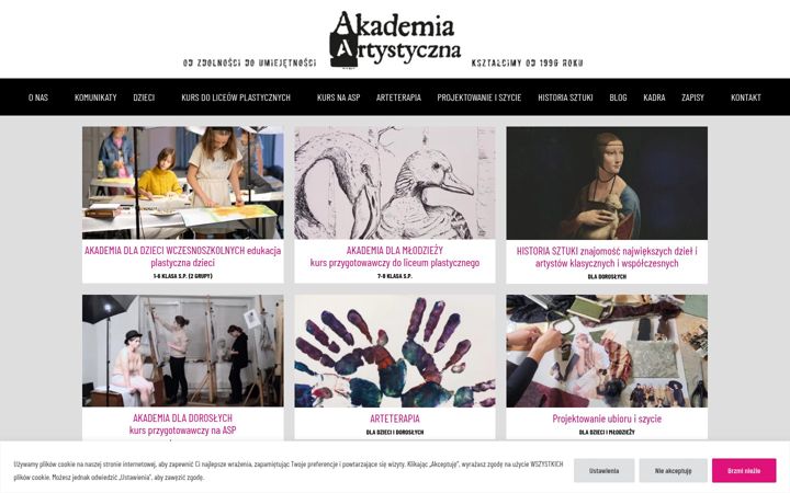 Screenshot stránky akademia-artystyczna.pl