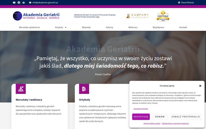 Ekrānuzņēmums no akademia-geriatrii.pl