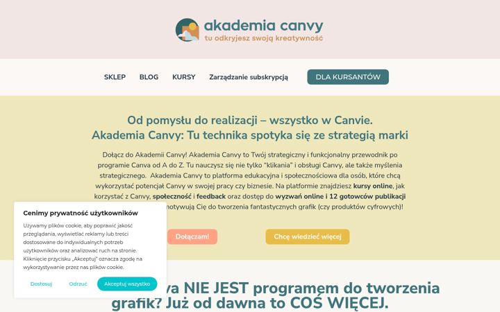 Ekrano kopija akademiacanvy.pl