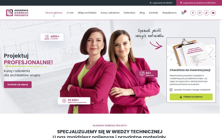 Snímek obrazovky akademiadobregoprojektu.pl