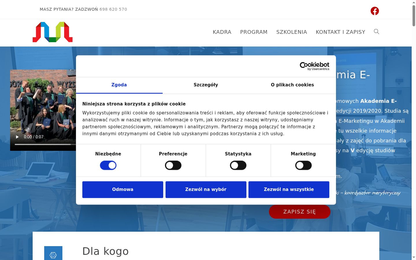 Screenshot del banner di consenso mostrato prima di qualsiasi interazione