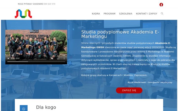 Snímek obrazovky akademiaemarketingugwsh.pl