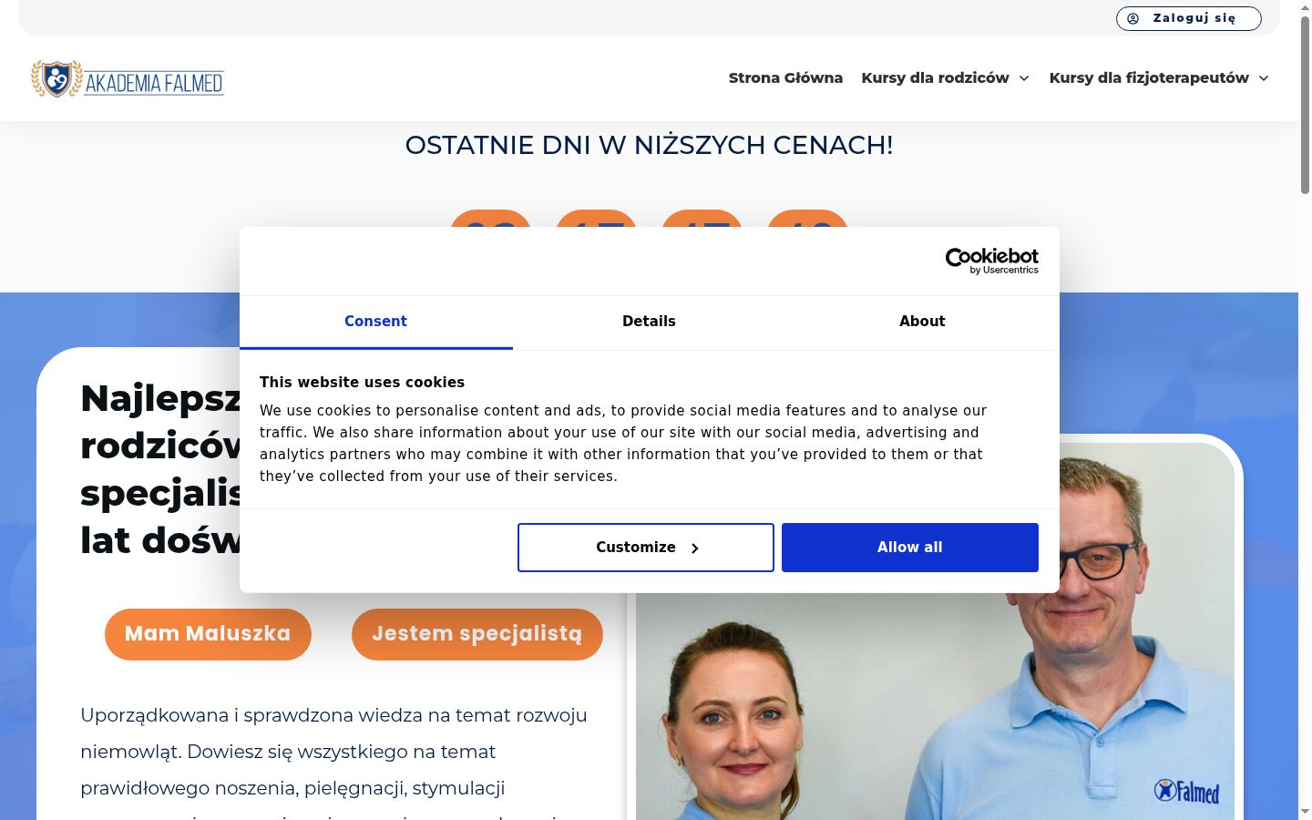 Snímka obrazovky banera súhlasu zobrazeného pred akoukoľvek interakciou