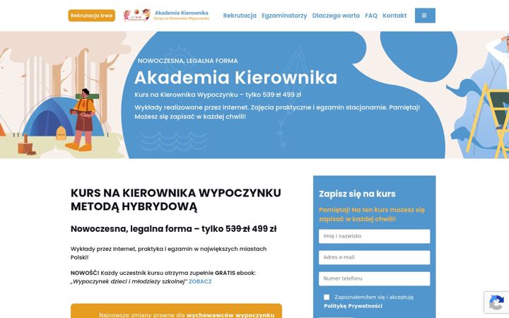 Snímek obrazovky akademiakierownika.pl