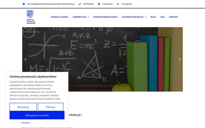 Screenshot of akademiakreatywnejmatematyki.pl