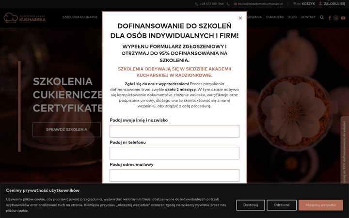 Screenshot of akademiakucharska.pl
