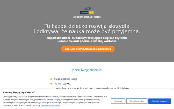 Screenshot of akademianauki-kielce.pl