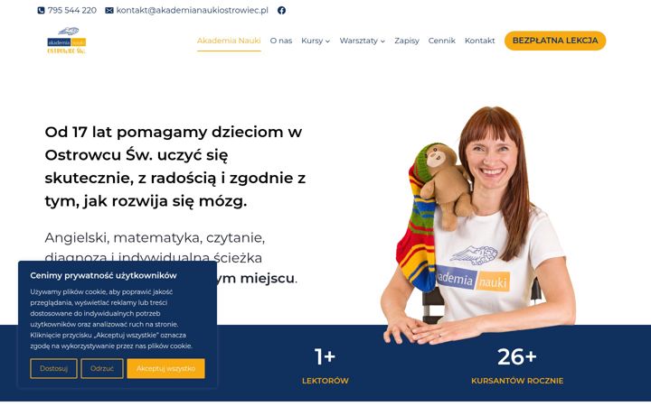 Screenshot of akademianaukiostrowiec.pl